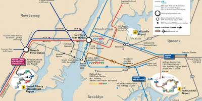 Jfk na Manhattan mapie metra