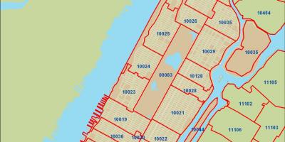ZIP kod Nowy Jork Manhattan mapa