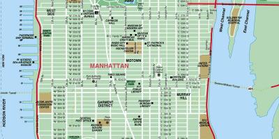 Manhattan ulica na mapie wysokiej szczegółowo
