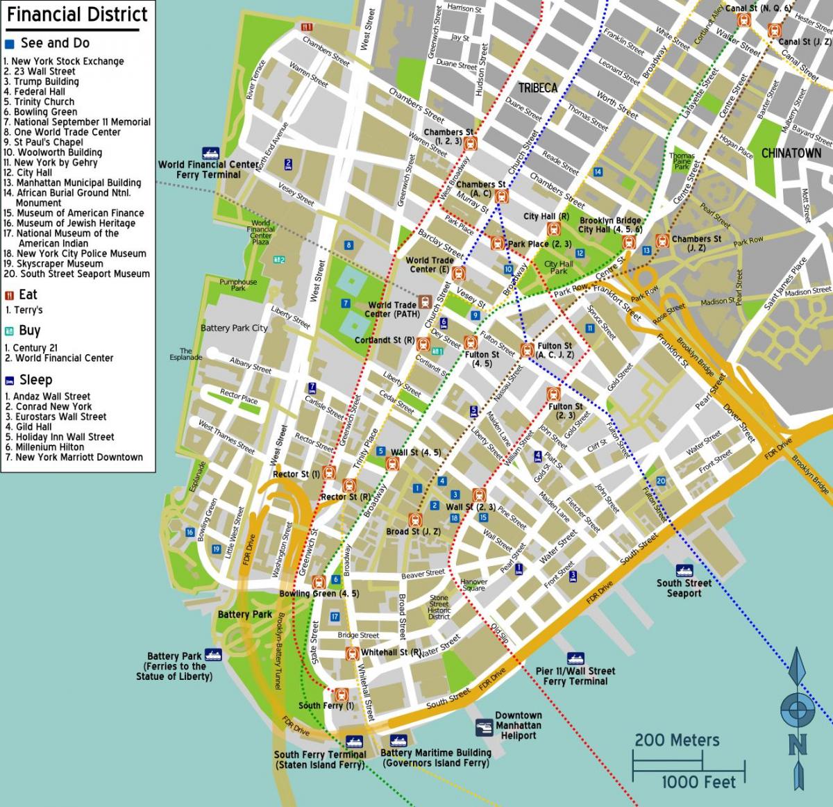 mapa centrum Manhattanu w Nowym Jorku