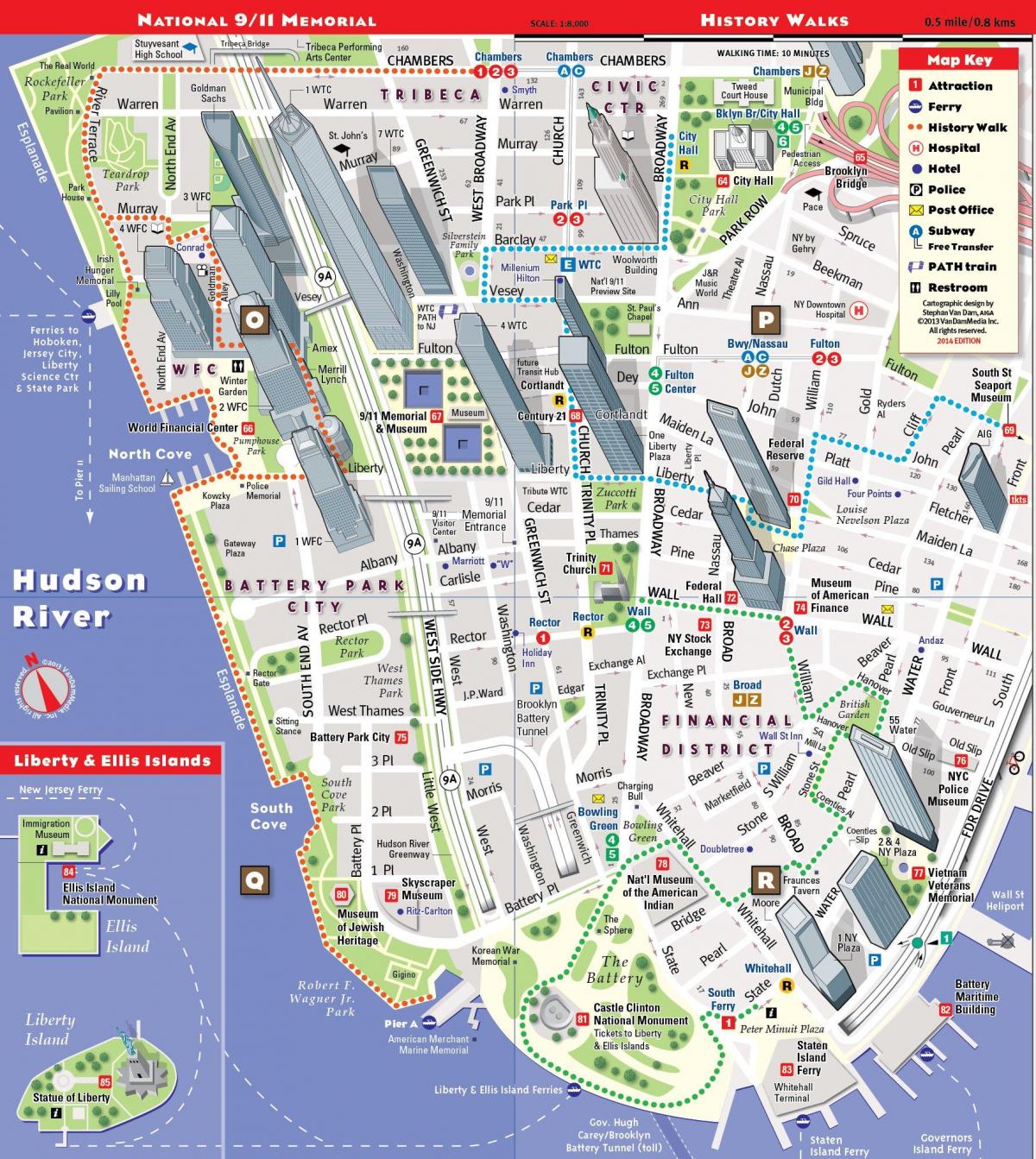 poniżej turystyczną mapę Manhattanu