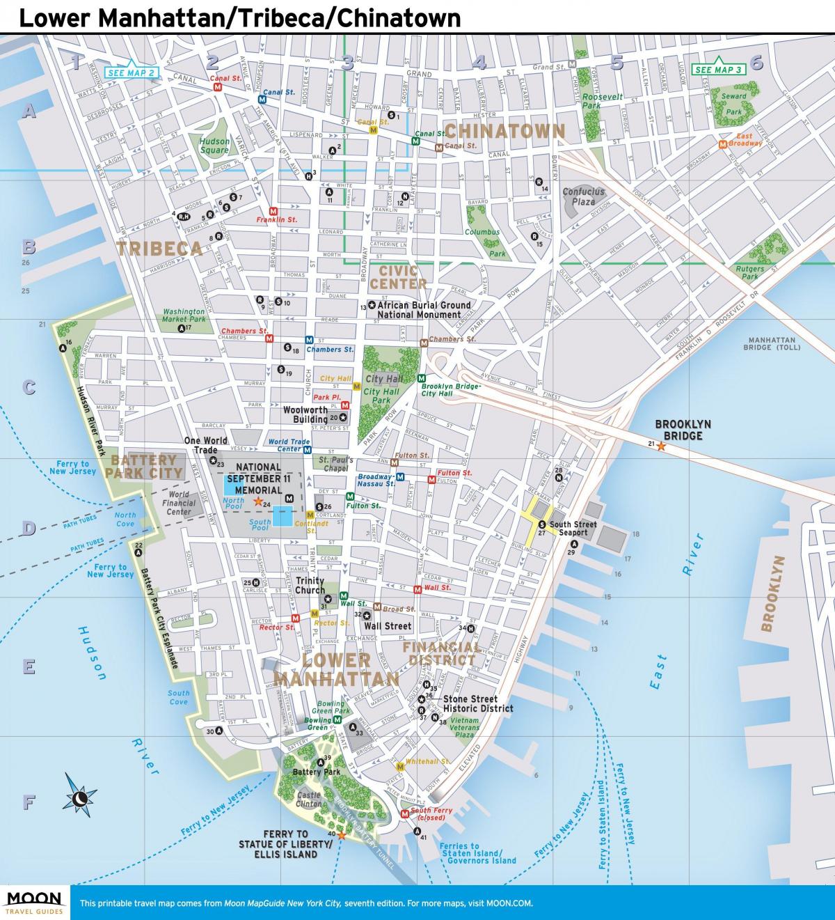 mapa Dolny Manhattan Nowy Jork