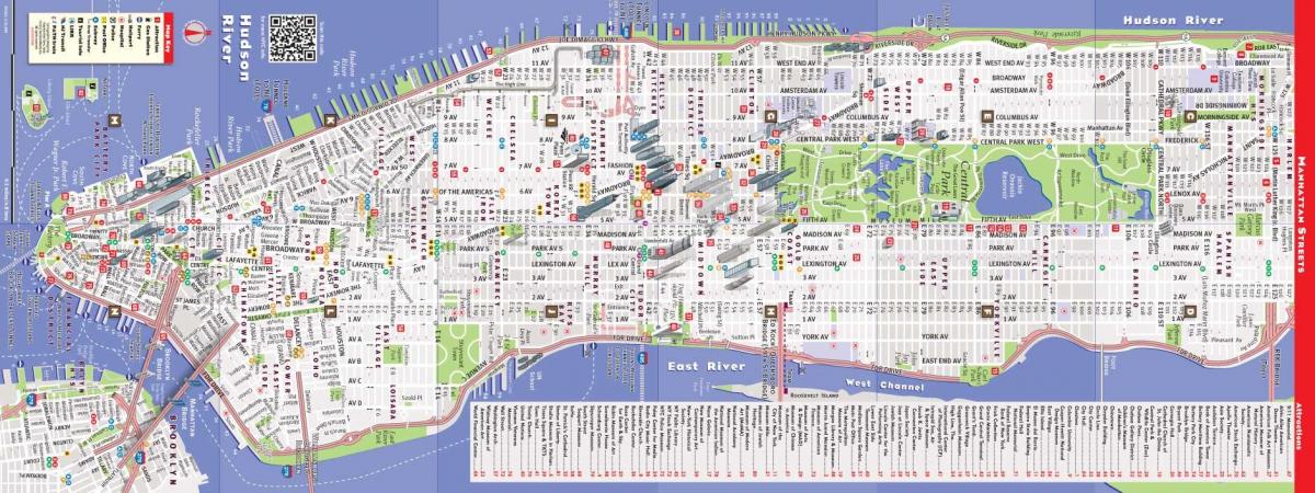 szczegółowa mapa Manhattanu, Nowy Jork