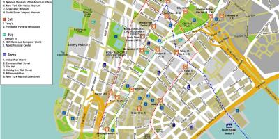 Mapa dolnego Manhattanu z nazwami ulic